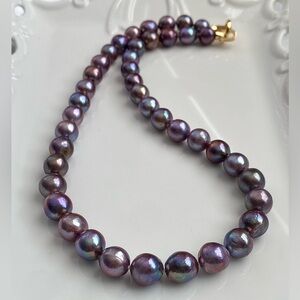 N279- Handmade High Quality Natural Blueberry Edison Pearl Necklace